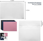 50 Packs White A7 Envelopes,5x7 Envelopes,5x7 Envelopes for Invitations,Printable invitation envelope,Photos, postcards, greeting cards, mailings, Wedding Self-sealing Envelopes (white)