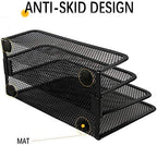 wishacc Folder Holder Desk, 2 Pack Mail Organizer Letter Holder for Desk Metal Mesh with 3 Vertical Upright Compartments