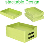 Desk Letter Tray, 2PCS A4 Size Plastic Stackable File Document Organizer, Office Desktop File Paper Holder, Book Storage Rack,Anti-Skid Stacking Support for Office Supplies (Green)