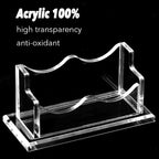 PARTSPOWER 4 Packs Acrylic Business Card Holders for Desk, Horizontal Clear Business Name Card Display Stand, Desk Accessory Business Name Card Organizer (Horizontal, 1-Slot)