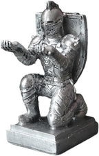 Resin Soldier Shield Knight Decor Statue Pen Holder Base for Desk, Desktop Organizer Pencil Stand Display for Office, School, Home, as Gift for Men Father