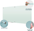 J&J worldwide Glass Whiteboard 6' x 3', Frosted Glass Dry Erase Board Non-Magnetic, Semi-Transparent, Includes Markers, Marker Tray, Eraser for Wall, Office, Home, School