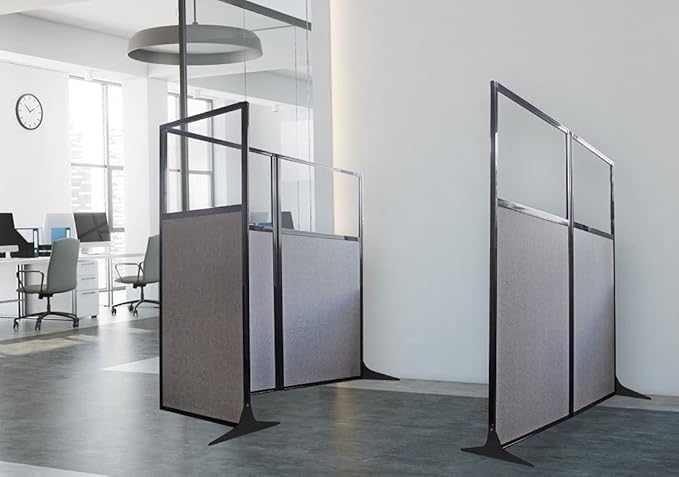 Versare Workstation Partition | Portable Wall Divider | Modern Office Cubicle | Free Standing Privacy Screen | Flexible Work Space | 99" x 70" Latte Fabric Panels