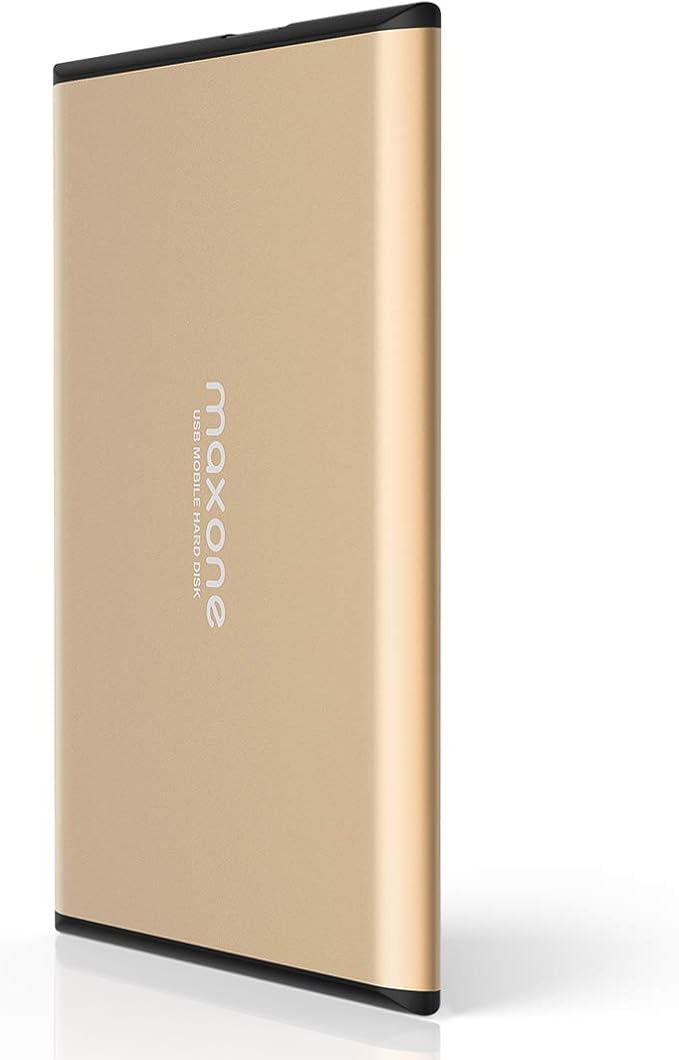 Maxone 320GB Ultra Slim Portable External Hard Drive HDD USB 3.0 Compatible with PC, Laptop, Gold