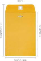 6” x 9” Clasp Envelopes with Gummed Seal Brown Kraft Catalog Envelopes Clasp Mailing Envelopes for Home, Office, Business 28 lb Kraft Paper,Pack of 50