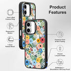 MOSNOVO Case for iPhone 16, [10ft 4X Military-Grade Drop Protection] Durable & Shockproof Phone Case Cover Design for iPhone 16 - Pastel Floral Garden - Clear Black