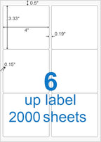 BESTEASY 3 1/3" x 4" Labels Shipping Labels for Laser Inkjet Printers, 6 Up Self Adhesive FBA Address Labels, White Matte Mailing Label Stickers (2000 Sheets, 12000 Labels)