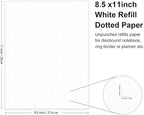 Unpunched Refills Paper, Letter Size Loose Leaf Paper for Ring Binder/Discbound Notebook Planner Inserts, 100 Sheets/200 Pages, White, Dot Grid, 8.5 X 11 Inch