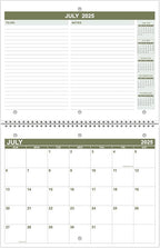 Calendar 2025-2026 for 3 Ring Binder - Calendar 2025-2026 from July 2025 - December 2026, 18 Months Calendar with Premium Paper, 3-Hole Wall Calendar, 8.5" x 11", Green