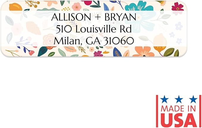 Multicolored Floral Print Rolled Address Labels / 250 Personalized Return Address Labels/Designer Address Stickers in Elegant Plastic Dispenser