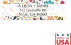 Multicolored Floral Print Rolled Address Labels / 500 Personalized Return Address Labels/Designer Address Stickers in Elegant Plastic Dispenser