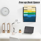 EASEPRES 5 Pocket Mesh Hanging Wall File Organizer, Wall Mounted Mail Paper Document Folder Holder, Clipboard Storage Organization Magazine Rack with Nametag Label for Office Home School, Black