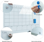 Magnetic Glass Whiteboard 36X24 Monthly Planner Calendar Dry Erase Board for Home, School, Office, Frameless, with Markers, Marker Tray, Eraser, Magnets (White)