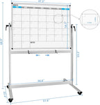 XBoard Magnetic Mobile Whiteboard, Double Sided Magnetic Dry Erase White Board on Wheels, Large Portable Easel with Stand and Aluminium Frame for Home School Office (Calendar 48x36-Inch)