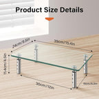 KKTONER GLASS Monitor Stand with Height Adjustable for Home Office 2 Pack Computer Monitor Riser PC Screen Riser for Desk Organzier Laptop