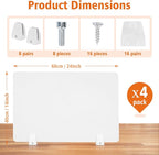 4PCS Desk Divider Office Partitions 23.6''x15.8'' Freestanding Desk Privacy Panel Protective Acrylic Partitions with Clips for Office School Call Center-Noise and Visual Guard