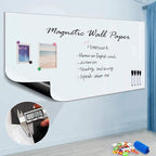 Magnetic Whiteboard Contact Paper for Wall 94 x 48 inches, Magnetic Dry Erase White Board Sticker with Non-Adhesive Backing for Office Home School
