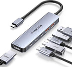 LENTION USB C Hub with 4K@60Hz HDMI, 2 USB C and 2 USB 3.2 Gen2 Transfer Data in 10Gbps Max, 100W Charging, for MacBook Pro M4, Mac Air, iPhone 15, Windows, More, Stable Driver Adapter (CE37 Gray)