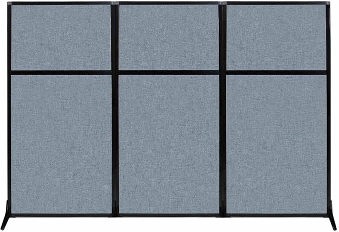 Versare Workstation Partition | Portable Wall Divider | Modern Office Cubicle | Free Standing Privacy Screen | Flexible Work Space | 99" x 70" Powder Blue Fabric Panels