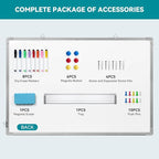 Calendar Whiteboard for Wall,24" x 18" White Board Calendar Dry Erase with Silver Aluminum Frame,Double Side Wall Hanging Board for Office,Home,Kitchen