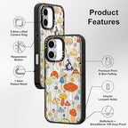 MOSNOVO Case for iPhone 16 Plus, [10ft 4X Military-Grade Drop Protection] Durable & Shockproof Phone Case Cover Design for iPhone 16 Plus - Mushroom Art - Clear Black