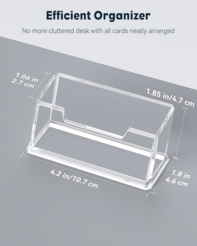 Uniclife Acrylic Business Card Holder for Desk 1 Slot Clear Business Card Display Stand for Men & Women Desktop Business Card Organizer Card Stand for Office Home Exhibition, 60 Card Capacity