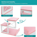 ELITEROO Desktop Shelf, Aesthetic Desk Organizer Table Top Mini Bookshelf, 3 Tier Wooden Desk Supplies Organizers and Storage Stand Cubicle Accessories for Women Office, Pink