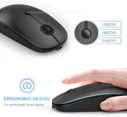 Type C Wireless Mouse，Vssoplor USB C Rechargeable Portable Quiet Mouse USB and Type C Receiver Dual Mode Laptop Mouse for PC, Laptop, MacBook, Tablet-Black