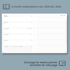 POPRUN Weekly Planner 2026 (Large 8.5" x 10.5") Calendar 12 Months Notebook with Horizontal Layout, Leather Soft Cover, Monthly Tabs, Inner Pocket, 100GSM Thick Paper, Pen Holder - Royal Blue