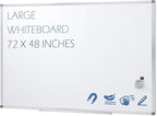 SWANCROWN 72" x 48" Dry Erase Board, Magnetic White Board for Wall, Large Marker Whiteboard with a Long Pen Tray for Class and Office