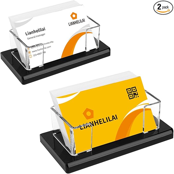 2Pack Acrylic Business Card Holder Black Enlarged Holds 120 Cards for Office/Exhibition/Restaurant Desk/Counter Display Name Card Organizer Stand