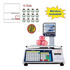 VisionTechShop DLP-300 Label Printing Scale Pole Display, 30/60lbs Capacity, 0.01/0.02lbs, NTEP Legal for Trade with a Free 1 case CAS LST-8020 UPC w/Ingredients Label, 58 x 60 mm