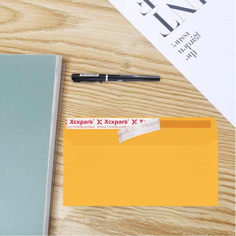 120 PCS #10 Golden Self Seal Kraft 4-1/8 x 9-1/2 inches Security Envelopes, Windowless Invisible Envelopes Super Strong Quick Seal Envelopes Security Tint Pattern Secure