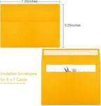 Joyberg 50 Pack Yellow 5x7 Envelopes - Self Seal for Weddings, Photos, Greeting Cards & Mailing