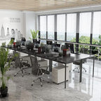 Bonzy Home Conference Tables 14ft Meeting Room Study Writing Printer Table Office Computer Desk for 16 People Save Space Design Modern 6PCS (165.3"x47.2"x29.5", Black)