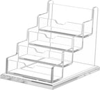 NIUBEE Clear Business Cards Holders 4 Tier Acrylic Card Holder for Business Cards, 4 Slots Business Card Display for Desk Counter, 300 Card Capacity, 1 Pack