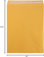 JAM PAPER 12 x 15 1/2 Open End Catalog Recycled Envelopes with Peel and Seal Closure - Brown Kraft - 100/Pack