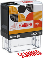 Fastnotes Scanned Self-Inking Rubber Stamp by COLOP - Great for Office Documents, Notary, Warehouse, Accounting Paperwork, Business, and Legal Documentation - Red Ink (Scanned- Red)