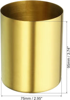 PATIKIL Pencil Holder, 3 Pack Pen Holder for Desk Stainless Steel Pencil Holders Cup Organizer Makeup Brush Holder for Desk Accessories, Golden