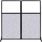 Versare Office Workstation Screen | Portable Wall Divider | Modern Cubicle | Freestanding Privacy Screen | Flexible Work Space | 2 Panels | 66" Wide x 70" Tall Marble Gray SoundSorb Panels With Window