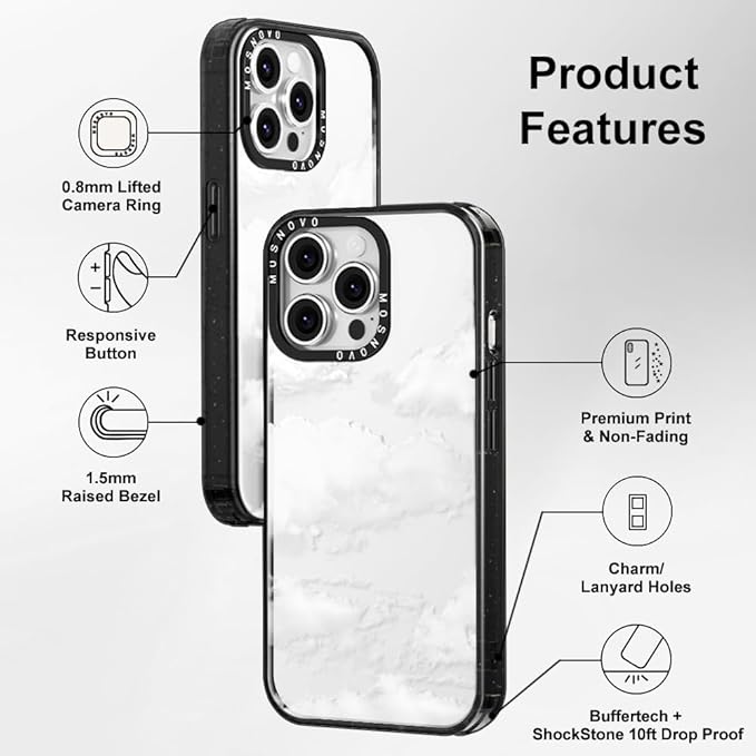 MOSNOVO Case for iPhone 13 Pro, [10ft 4X Military-Grade Drop Protection] Durable & Shockproof Phone Case Cover Design for iPhone 13 Pro - Cloud - Clear Black