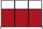 Versare Workstation Partition | Portable Wall Divider | Modern Office Cubicle | Free Standing Privacy Screen | Flexible Work Space | 99" x 70" W/Window, Red Fabric Panels