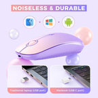 VssoPlor Type C Wireless Mouse, USB C MacBook Wireless Mouse Dual Mode 2.4G Cordless Mice with Nano USB and Type C Receiver Compatible with PC, Laptop, MacBook, ipad-Gradient Purple
