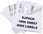 2000 Labels 8.5x5.5 Half Sheet Laser/Ink Jet Shipping Labels Mailing Blank Labels