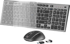 FENIFOX Wireless Keyboard and Mouse, Ergonomic Rechargeable Silent Quiet Slim USB C Flat Compact Full Size with Number Pad Soft Cover Keyboards for Mac Computer PC Surface Laptop MacBook iMac Black