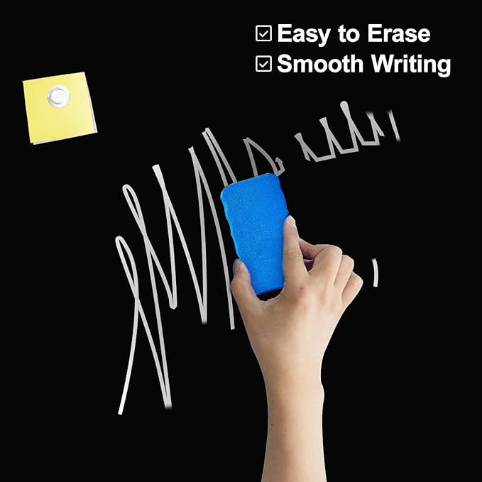 J&J worldwide Black Glass Whiteboard Magnetic Dry Erase Board 6' x 3', Large Frameless Glass White Board Wall Mounting for Office, Home, School, Includes Magnets, Marker Tray, Eraser