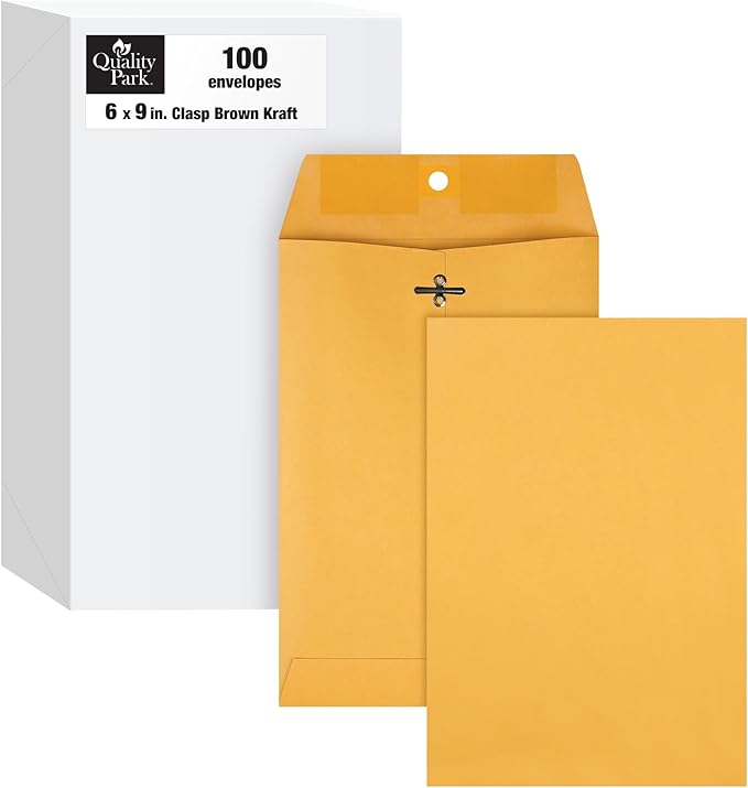 Quality Park Clasp Envelopes 100-Pack and Dab-N-Seal Envelope Moistener 4-Pack