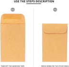 200PCS #7 Coin Envelopes 3.5x6.5 inches Brown Kraft Envelopes Classic Small Parts Gummed Flap for Coins, Cash, Credit Cards, Seeds