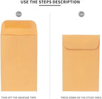 200PCS #3 Coin Envelopes 2.5x4.25 inches Brown Kraft Envelopes Classic Small Parts Gummed Flap for Coins, Cash, Credit Cards, Seeds