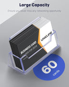Uniclife 2 Pack Acrylic Business Card Holder for Desk 1 Slot Clear Business Card Display Stand for Men & Women Desktop Business Card Organizer Card Stand for Office Home Exhibition, 60 Card Capacity